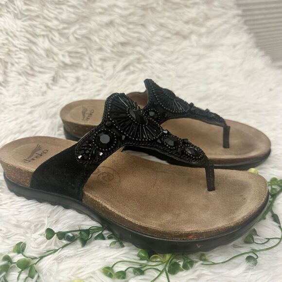 Dansko Pamela Black Jewelled Suede Slip On Comfort Sandals Womens sz 36/6-6.5 - Picture 3 of 8